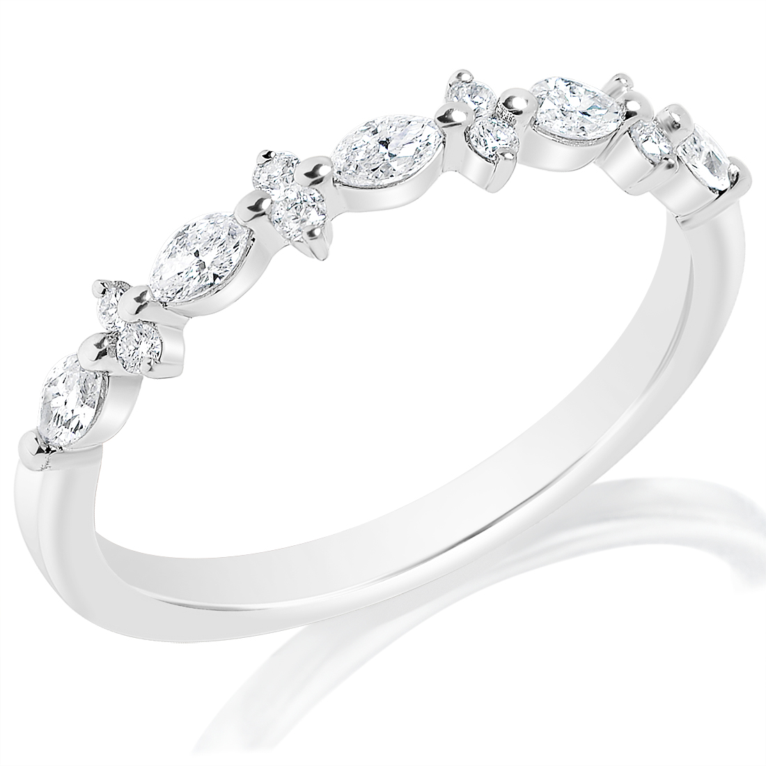 Marquise and Round Diamond Anniversary Ring