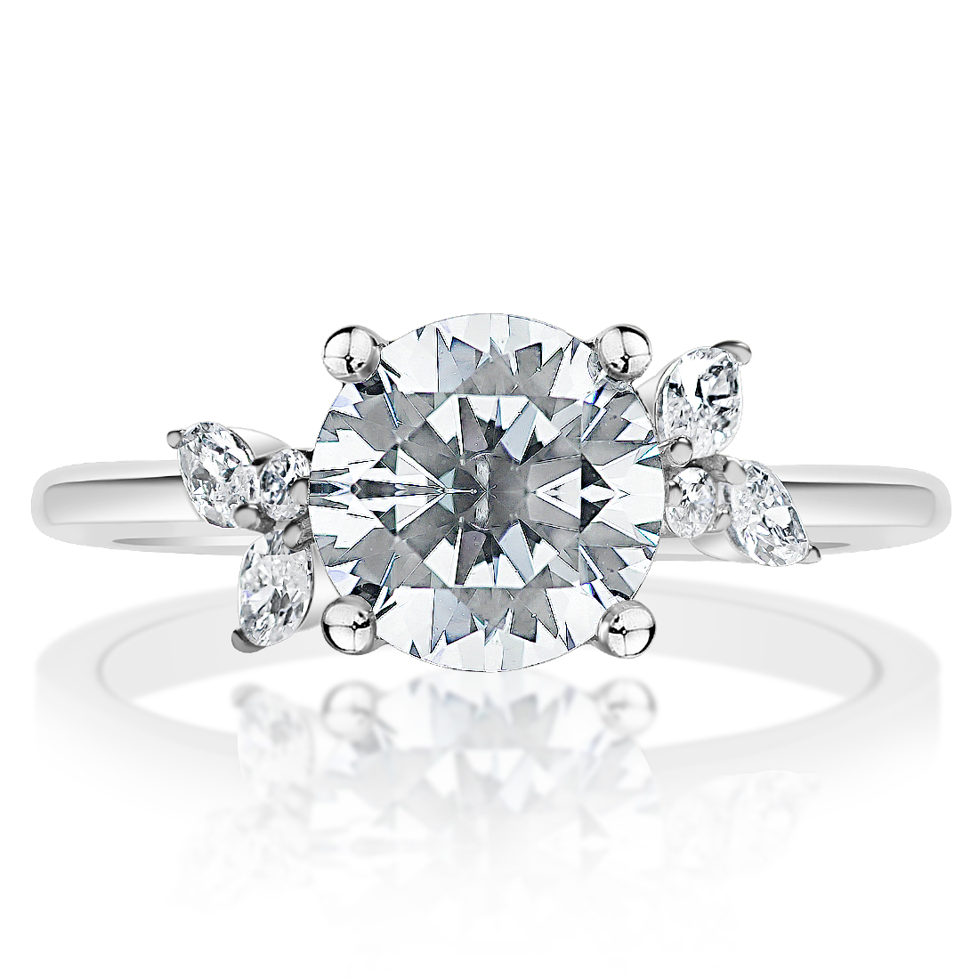 Round Diamond Fancy Cluster Engagement Ring