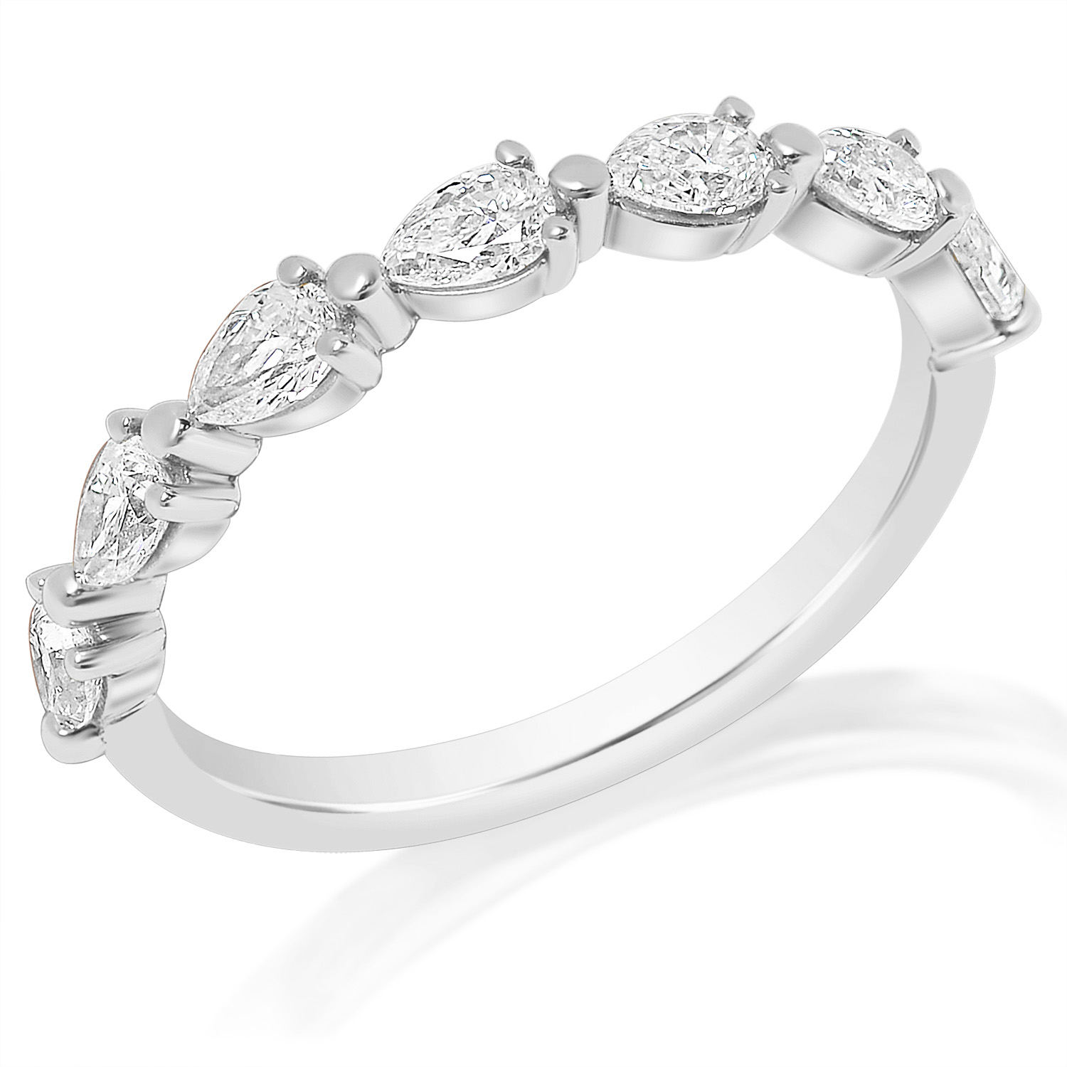 Pear Diamond Shared Prong Wedding Band