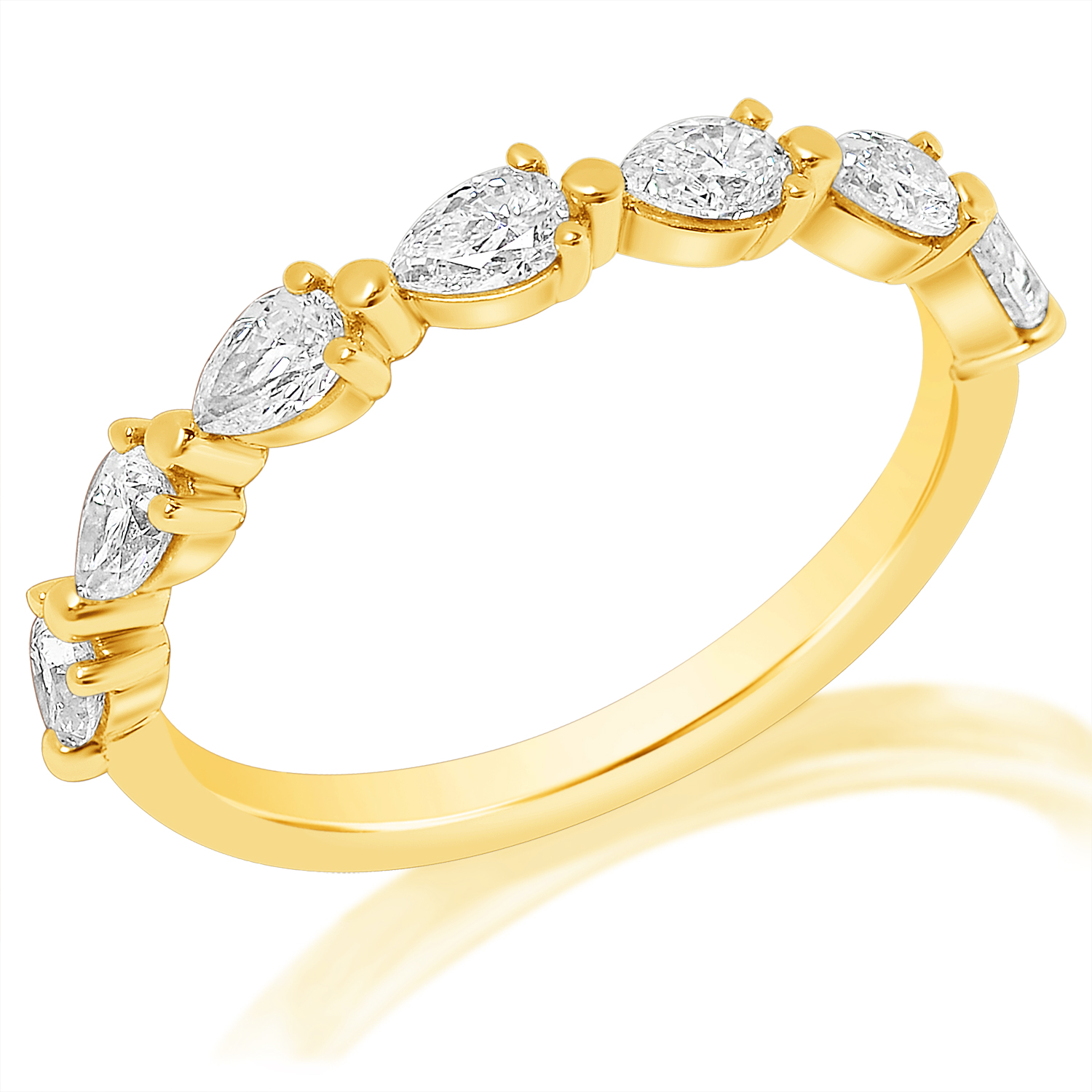 Pear Diamond Shared Prong Wedding Band